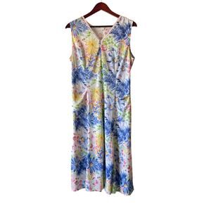 Vintage daisy floral‎ front pocket summery light weight midi dress xl